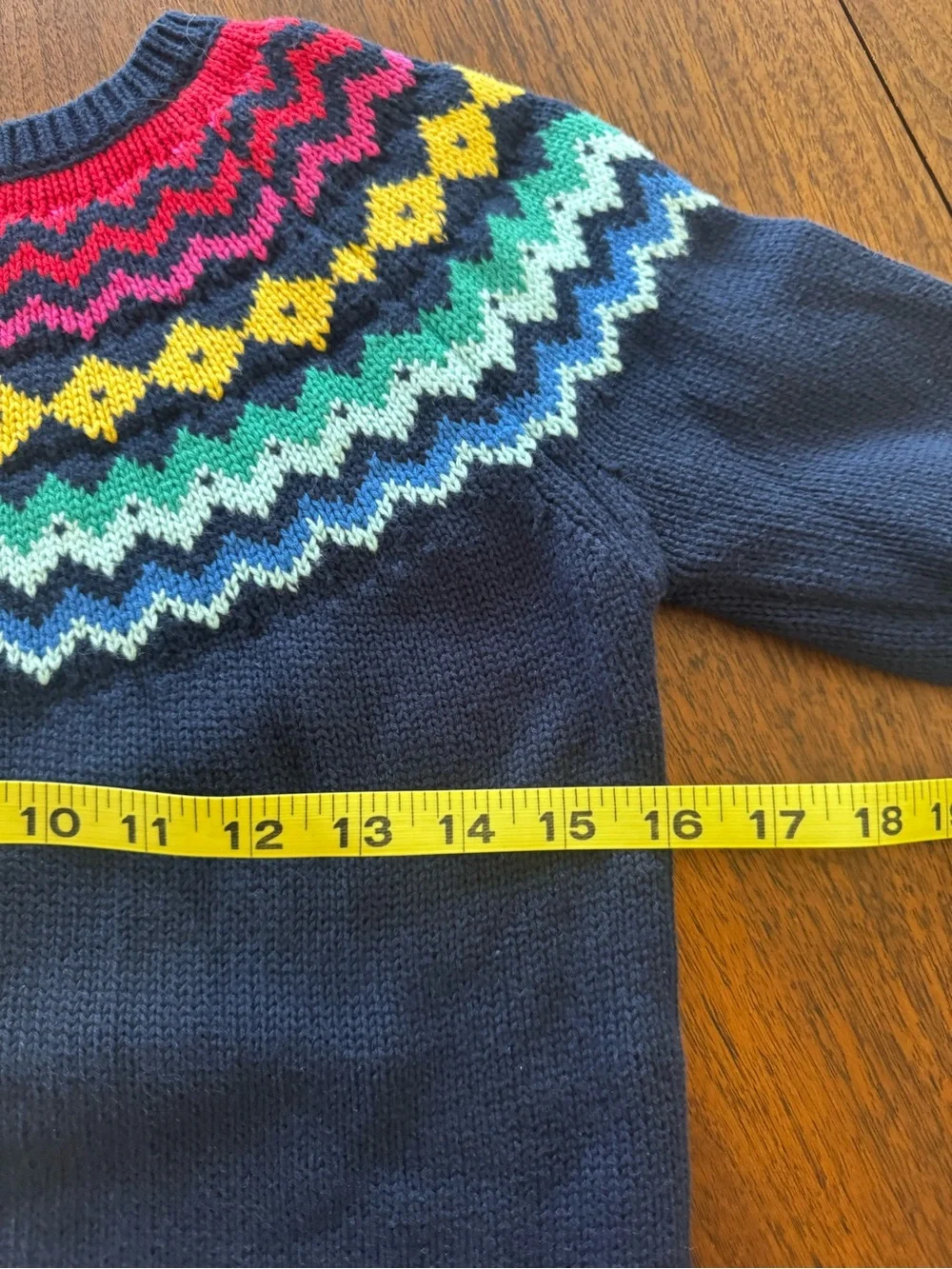Primary Navy Sweater with Multicolor Fair Isle Yoke